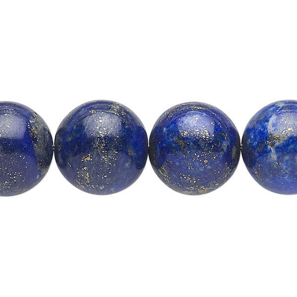 Bead, lapis lazuli (natural), 14mm round, C grade, Mohs hardness 5 to 6. Sold per 15-inch strand. image number 0