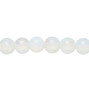 Bead, sea "opal" (glass), translucent to semitranslucent, 8mm round with 2-2.5mm hole. Sold per pkg of 10.