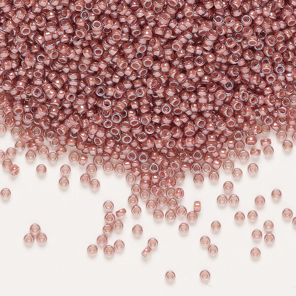 Seed bead, Miyuki, glass, pkg/250g, #15 rocaille, translucent pink-lined luster berry (RR-364). image number 0