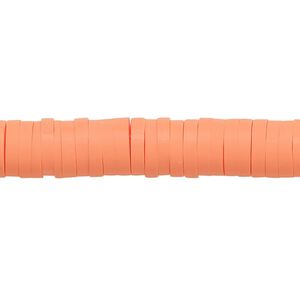 Bead, polymer clay, opaque orange, 8x2mm heishi. Sold per pkg of (2) 15-1/2" to 16" strands.
