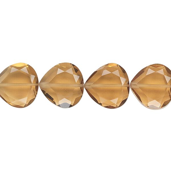 Golden quartz 1pkg10, hand-cut faceted teardrop bead 12mm image number 0