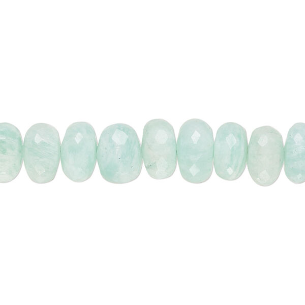 Amazonite 1pkg1, hand-cut faceted rondelle bead natural B grade, 14 inch 9x4mm-10x7mm image number 0