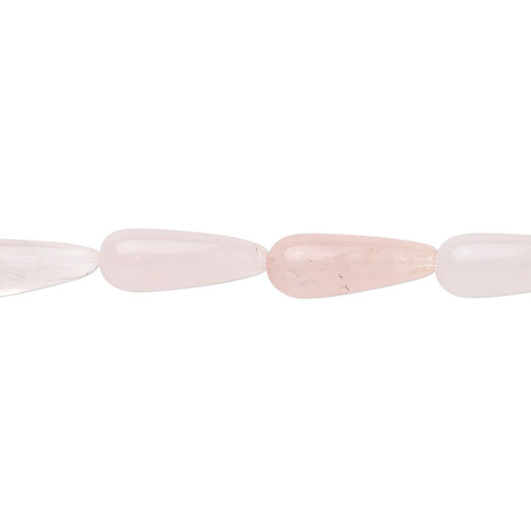 Bead, rose quartz (natural), 14x5mm teardrop, B grade, Mohs hardness 7. Sold per 15-1/2" to 16" strand. image number 0