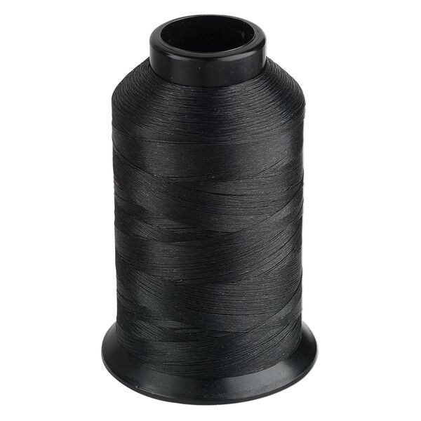 Thread, Nymo®, nylon, black, size D. Sold per 3-ounce spool. image number 0
