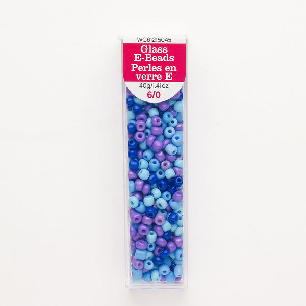 Seed bead mix, glass, pkg/40g, mixed colors, #6 round. image number 0