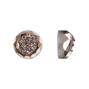 Druzy agate 1pkg1, hand-cut calibrated faceted round cab 12mm