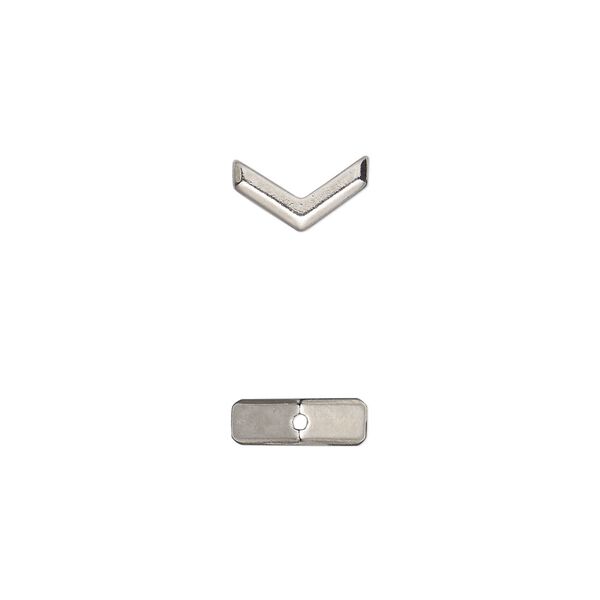 Bead, TierraCast®, white bronze-plated pewter (tin-based alloy), 10x5.5mm vertically-drilled faceted chevron with geometry theme. Sold per pkg of 4. image number 0