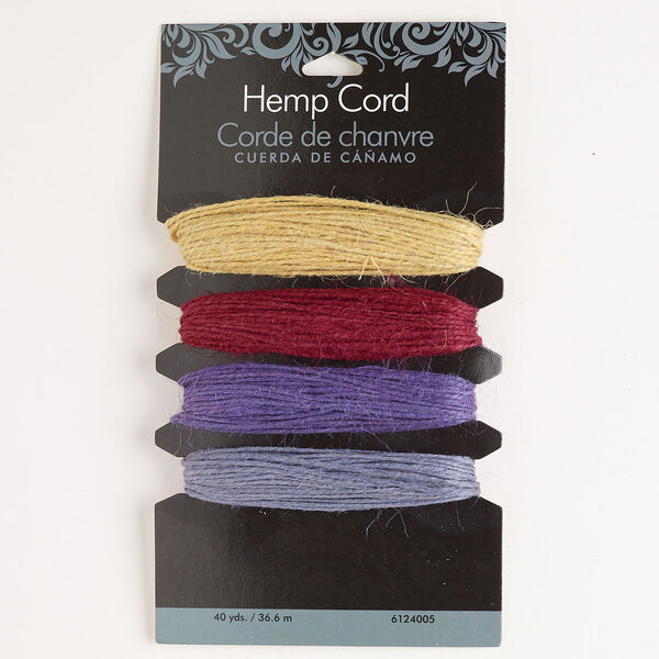 Cord assortment, hemp, mixed colors, 1mm round. Sold per pkg of 40 yards. image number 0