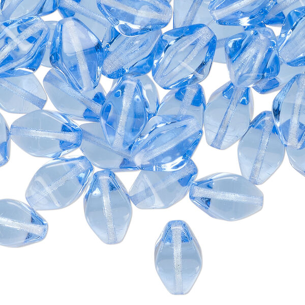 Bead, Czech pressed glass, translucent blue, 11x9mm double cone. Sold per 2-ounce pkg, approximately 85 beads. image number 0