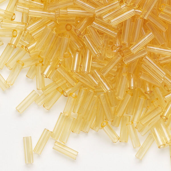 Bead, Preciosa Ornela Czech glass, bugle bead, pkg/50g, 1/4 inch, transparent light topaz, (10020). image number 0
