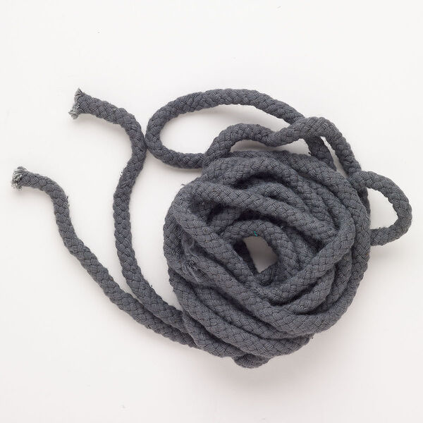 Cord, cotton, pkg/120 inches, 7mm braided round, blue-grey. image number 0