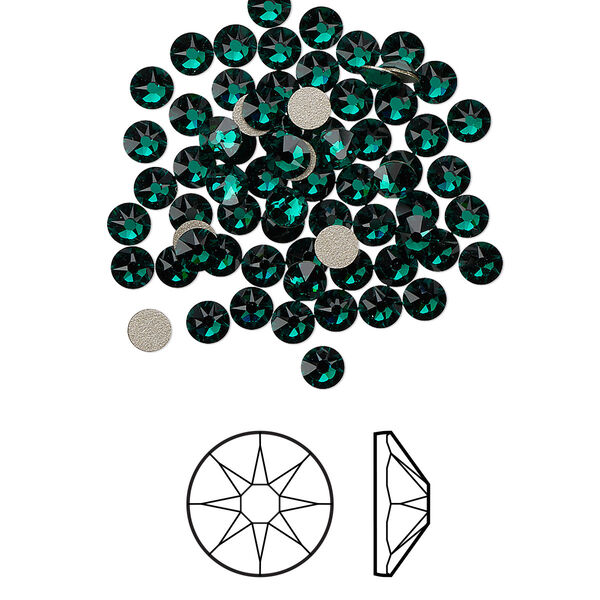 Flat back 144pk emerald foil back, Crystal Passions® 3-3.2mm rose round SS12 2088 image number 0