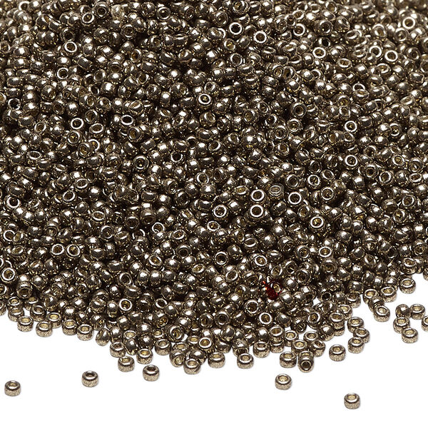 Seed bead, Miyuki, glass, pkg/250g, #15 rocaille, Duracoat® opaque galvanized pewter, (RR-4222). image number 0