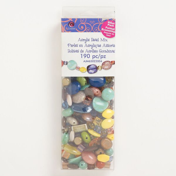 Bead mix, acrylic, opaque to transparent mixed colors, 7-29 x18mm mixed shapes. Sold per pkg of 190. image number 0