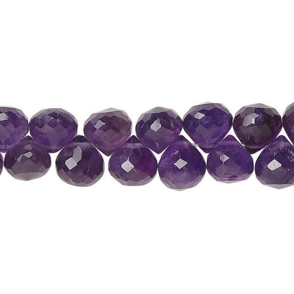 Bead, amethyst (natural), hand-cut 7x7mm top-drilled faceted teardrop, B grade, Mohs hardness 7. Sold per pkg of 60. image number 0