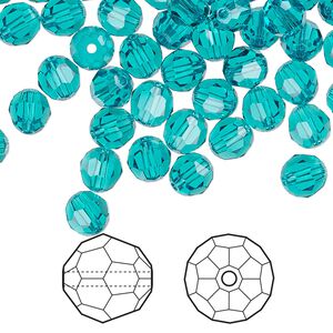 Bead 360pk blue zircon, Swarovski® 6mm round 5000