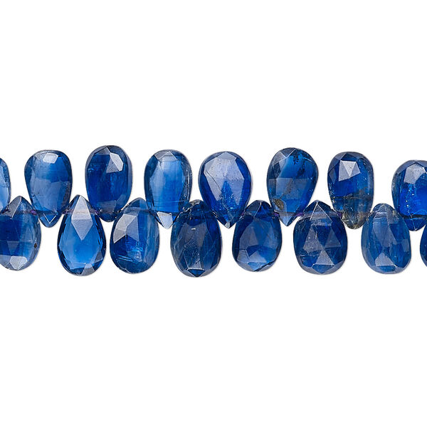Bead, kyanite (natural), 6x5mm-8x5mm hand-cut top-drilled faceted teardrop, B+ grade, Mohs hardness 4 to 7-1/2. Sold per 4-inch strand, approximately 30 beads. image number 0