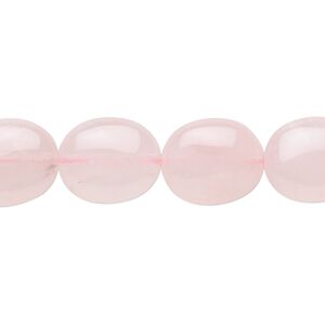 Rose quartz 1pkg1, flat oval bead natural 15.5-16 inch 14x12mm