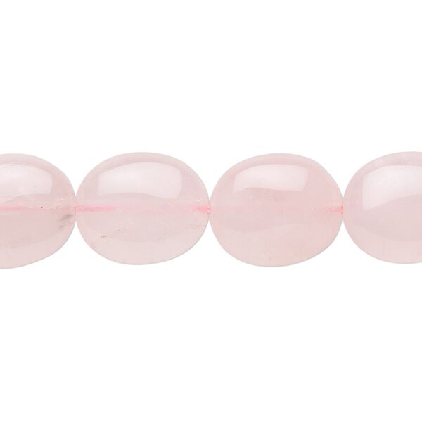 Rose quartz 1pkg1, flat oval bead natural 15.5-16 inch 14x12mm image number 0
