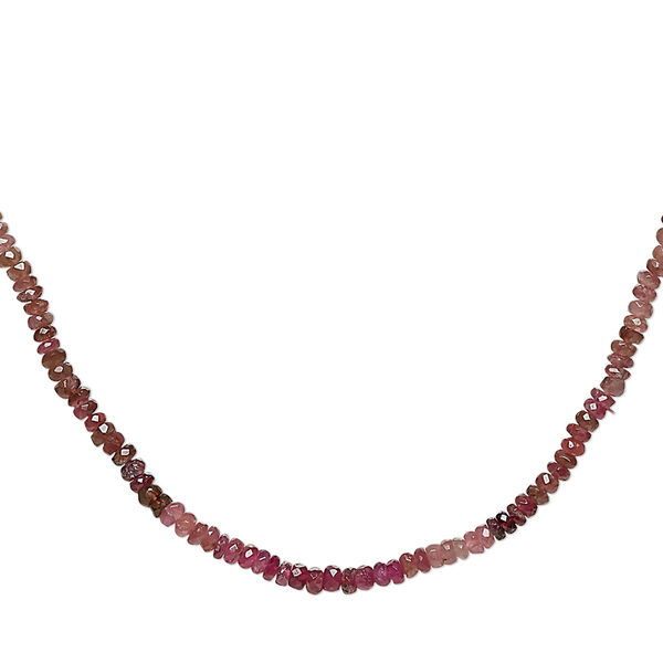 Pink tourmaline 1pkg1, hand-cut faceted rondelle bead natural C+ grade, 13 inch 3x2mm-4x3mm image number 0