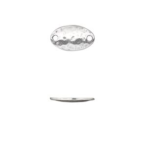 Link, sterling silver, 13x8mm single-sided hammered domed oval. Sold per pkg of 2.