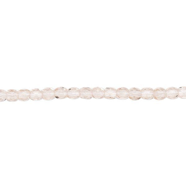 Bead, Czech fire-polished glass, light rose, 3mm faceted round. Sold per 15-1/2" to 16" strand, approximately 130 beads. image number 0