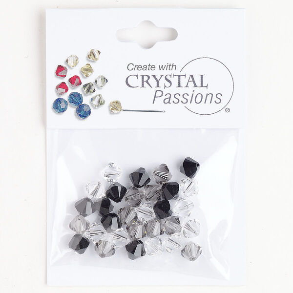 Bead mix 1pkg30 crystal / griege / jet Crystal Passions® 6mm bicone image number 0