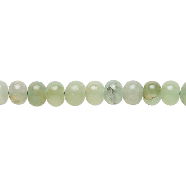 Bead, green chalcedony (dyed), 6x4mm-7x6mm hand-cut rondelle, C- grade, Mohs hardness 6-1/2 to 7. Sold per 14-inch strand, approximately 75 beads. image number 0