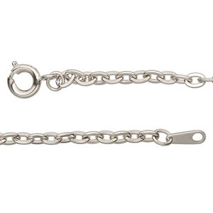 Chain, silver-finished steel, 3mm flat oval cable, 36 inches with springring clasp. Sold individually.
