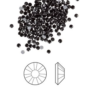 Flat back 1440pk jet foil back, Swarovski® hotfix 1.9-2.1mm rose round SS6 2038HF