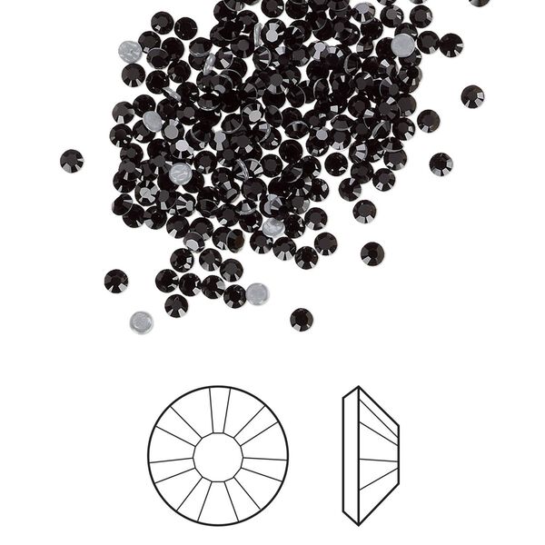 Flat back 1440pk jet foil back, Swarovski® hotfix 1.9-2.1mm rose round SS6 2038HF image number 0