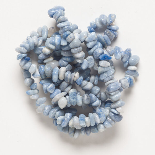 Bead 1pkg1 blue aventurine, small to large chip C grade, 32 inch natural light image number 0