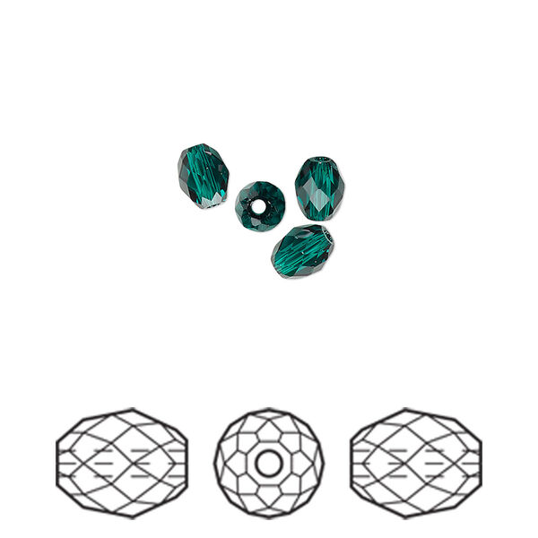 Bead 4pk emerald, Crystal Passions® 5x4mm olive briolette 5044 image number 0