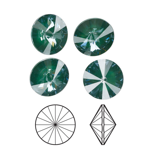 Chaton 4pk crystal pine green ignite LacquerPRO, Crystal Passions® 12mm rivoli 1122 image number 0