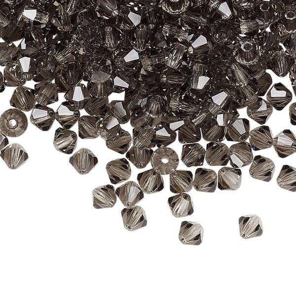 Bead 144pk black diamond, Preciosa Czech crystal 4mm bicone image number 0
