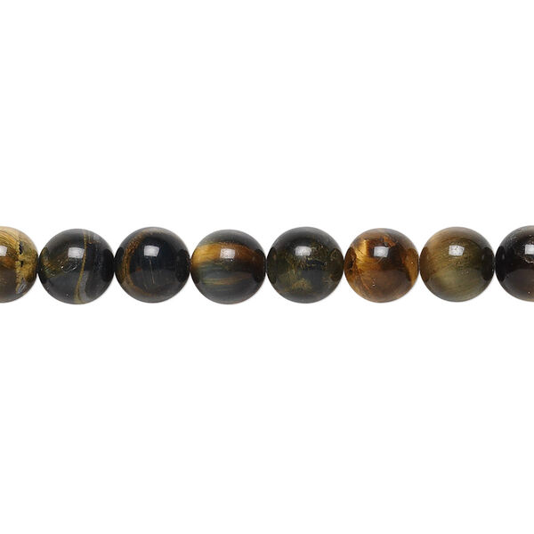 Bead, blue tigereye (natural), 6mm round, B grade, Mohs hardness 7. Sold per 15-1/2" to 16" strand. image number 0