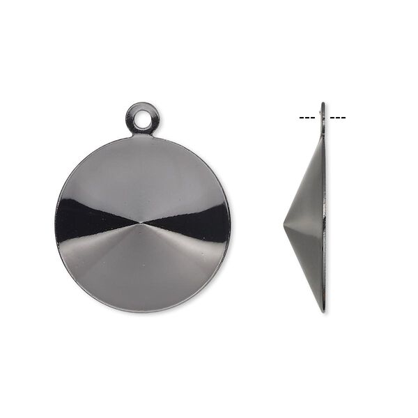 Drop, Almost Instant Jewelry®, gunmetal-finished brass, 19mm round with 18mm rivoli setting. Sold per pkg of 10. image number 0