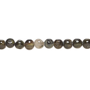 Black tourmaline 1pkg1, hand-cut round bead natural, 13 inch 4-5mm