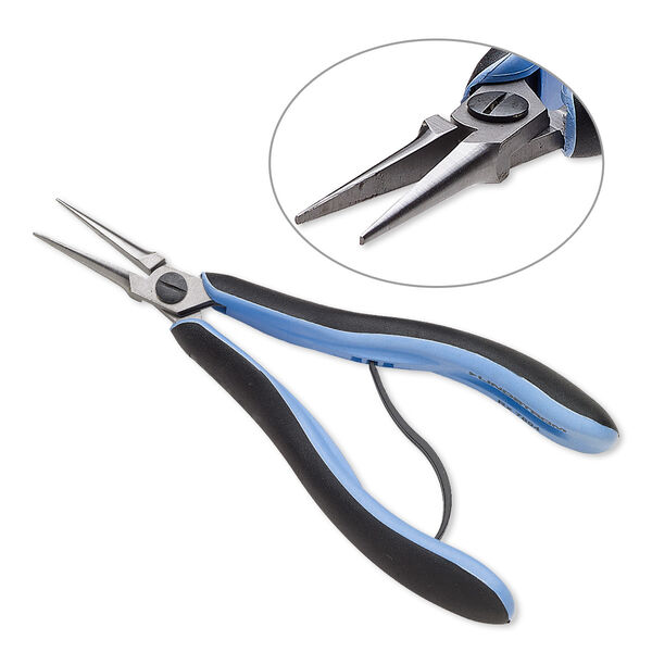 Pliers, Lindstrom® RX series, long needle-nose, rubber / plastic / steel, blue and black, 6-1/4 inches. Sold individually. image number 0