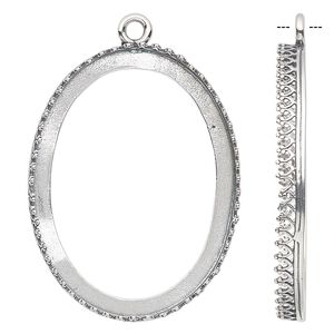 Focal, JBB Findings, antiqued sterling silver, 43x33mm oval with open back and decorative trim, 40x30mm oval bezel setting. Sold individually.
