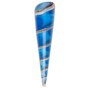 Focal, screw turritella shell (assembled), blue, 45x12mm top-drilled cone, Mohs hardness 3-1/2. Sold individually.