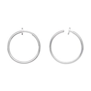 Earring hoop 1pkg2 silver-plated, 25x1.5mm round / pierced-look spring closure, brass 1 pair