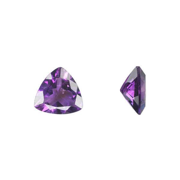 Gem, amethyst (natural), light to medium, 10x10x10mm faceted triangle, A grade, Mohs hardness 7. Sold individually. image number 0