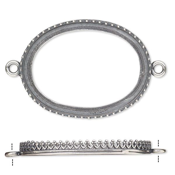 Focal, JBB Findings, antique silver-plated brass, 42.5x32mm oval with open back and decorative trim, 40x30mm oval bezel setting. Sold individually. image number 0