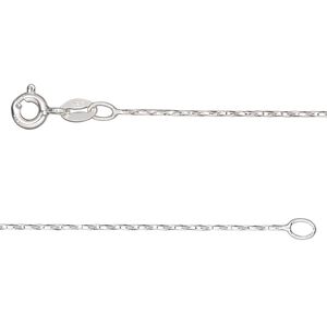 Chain, Gossamer™, sterling silver, pkg/14 inches with springring clasp, 0.5mm square cable.