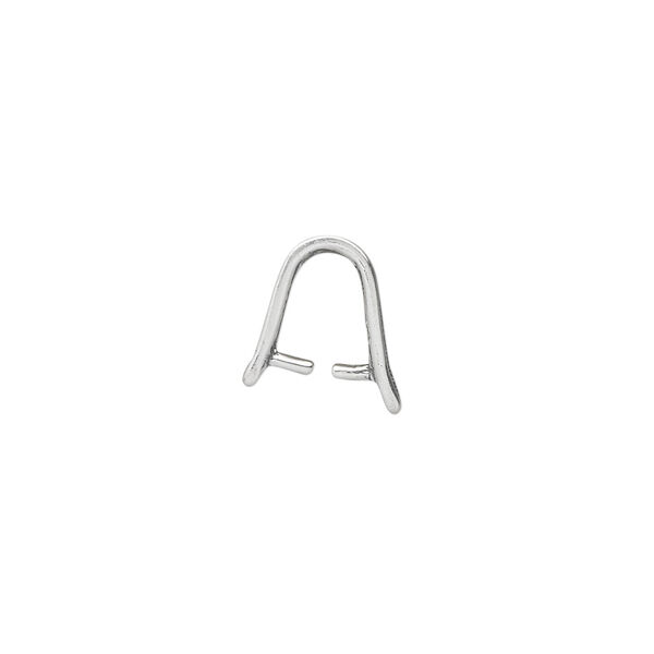 Bail, ice-pick, antiqued sterling silver, 10x5mm textured shield, 7mm grip length. Sold individually. image number 1
