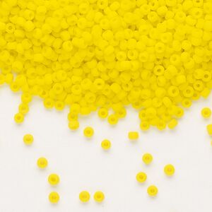 Seed bead, Dyna-Mites™, glass, pkg/1/2kg, #11 round, opaque matte yellow, (731MA 11/0 RR).