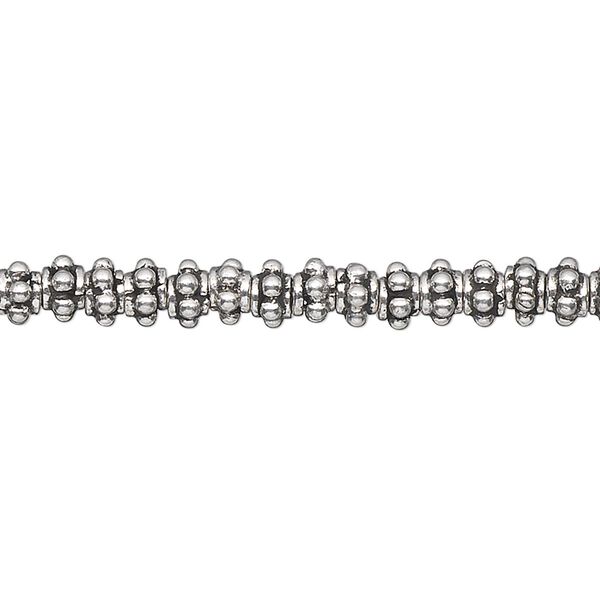 Bead, antiqued sterling silver, 5x3mm bumpy rondelle. Sold per 1/4 troy ounce, approximately 30-35 beads. image number 0