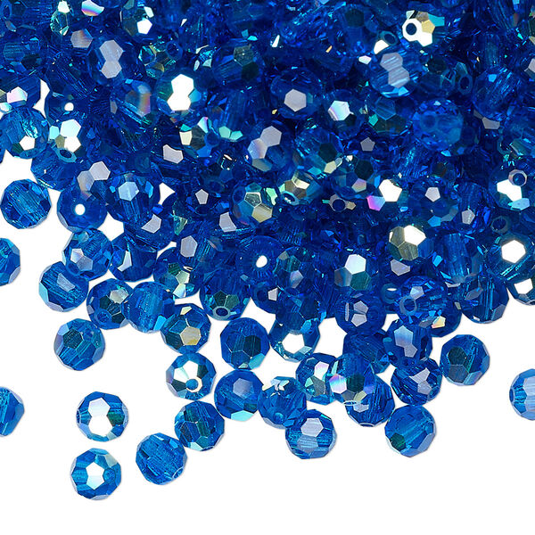 Bead 24pk Capri blue AB, Preciosa Czech crystal 4mm round image number 0