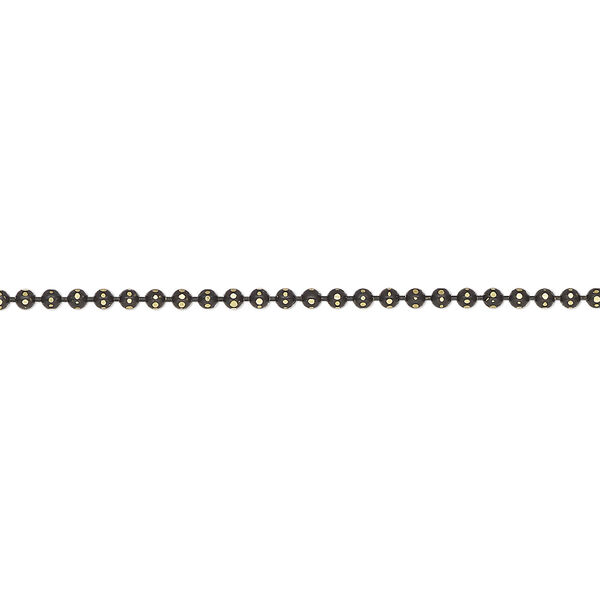 Chain, blackened gold-finished brass, 1.5mm faceted ball, 40 inches. Sold individually. image number 0